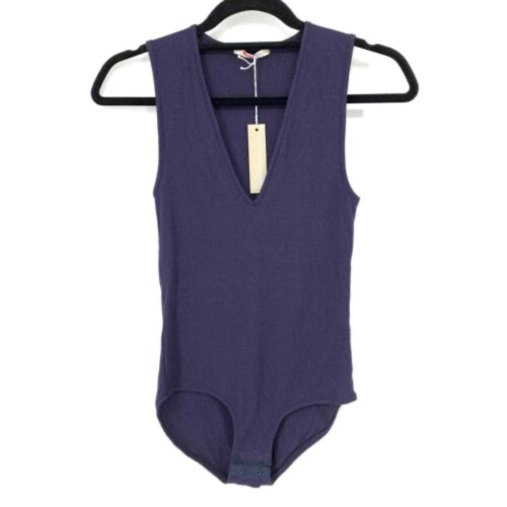 Skin Worldwide Bodysuit ~ Navy ~ Lush Cotton ~ VNeck ~ Sexy Elegant